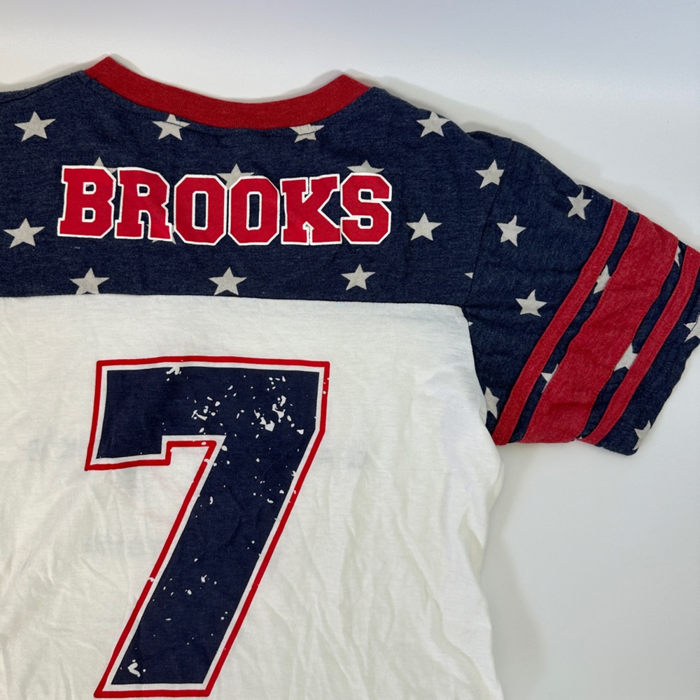 Garth Brooks World Tour Women’s Concert Baseball Sports Tee Red White and Blue L